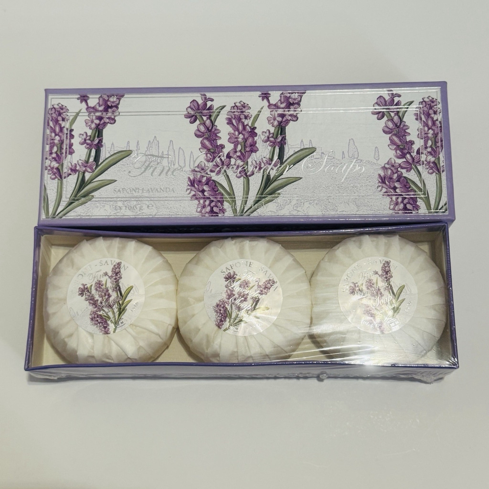 Saponificio Artigianale Fiorentino Lavender Scented Soaps Italy Sealed 3 x3.5Oz